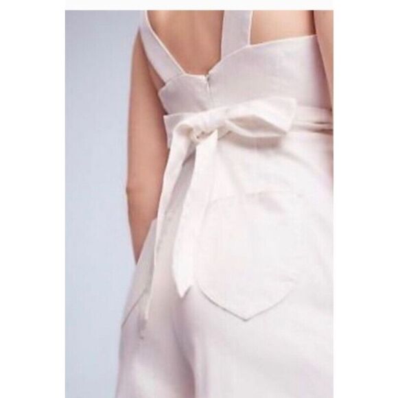 Chino By Anthropologie Jumpsuit Women’s Size 0 White Wide Leg Waist Tie - Picture 3 of 9